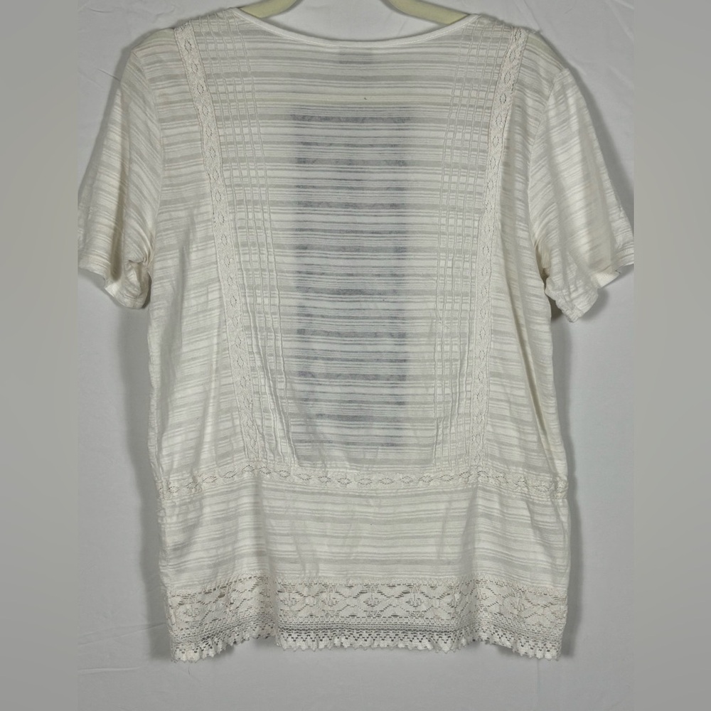 Lucky Brand Top Blouse Boho White Blue Embroidered Peasant- S - Picture 9 of 12